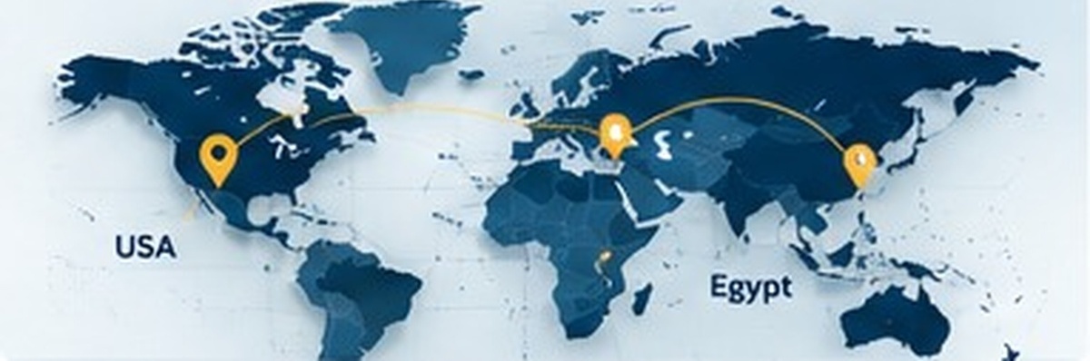 Global presence map showing USA and Egypt